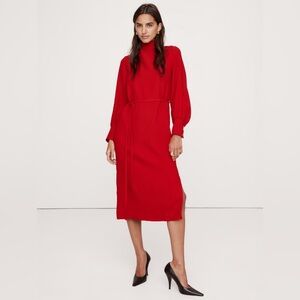 Banana Republic dress  NWT  Red Crepe Mock-Neck Midi Dress size M
